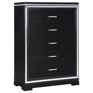 Eleanor Rectangular 5-drawer Chest (Silver and Black)