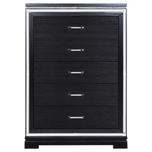 Eleanor Rectangular 5-drawer Chest (Silver and Black)