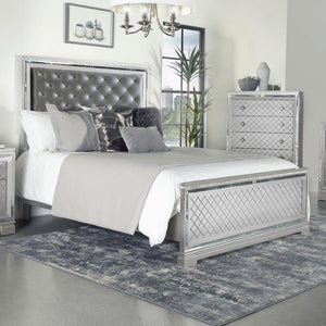 Eleanor Upholstered Tufted Bed (Silver and Grey)