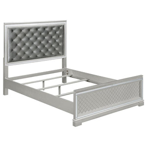 Eleanor Upholstered Tufted Bed (Silver and Grey)