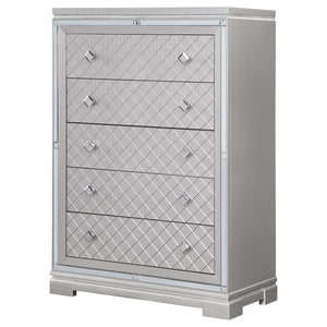 Eleanor Rectangular 5-drawer Chest (Silver and Grey)