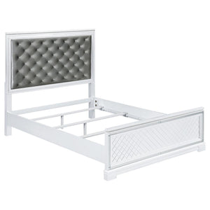 Eleanor Upholstered Tufted Bed (Silver and White)