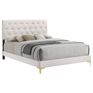 Kendall Tufted Upholstered Panel Bed (White)