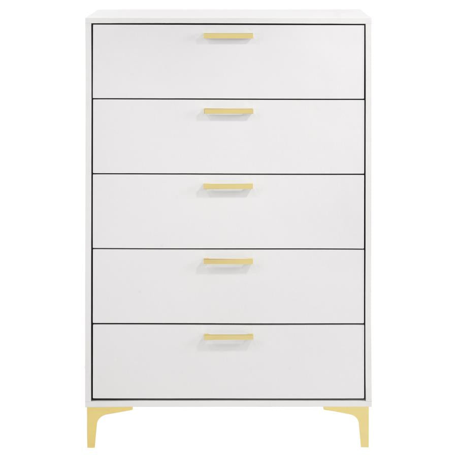 modern white tall dresser Kendall 5-Drawer Chest (White) – Fully Furnished