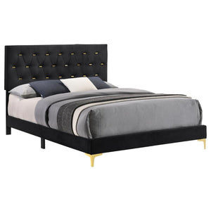 Kendall Tufted Upholstered Panel Bed (Black)