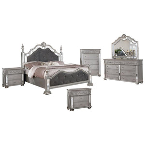 Elegant 6pc Metallic Gray Velvet Bedroom Collection