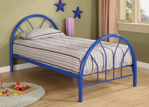 Rounded Metal Twin Bed in Blue