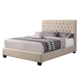 Chloe Tufted Upholstered Bed (Oatmeal)