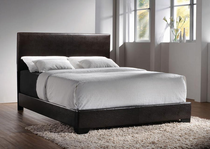 Conner Full Upholstered Panel Bed (Dark Brown)