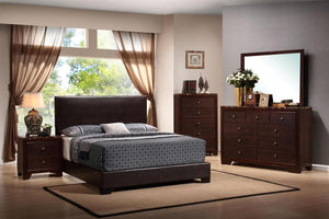 Conner Full Upholstered Panel Bed (Dark Brown)