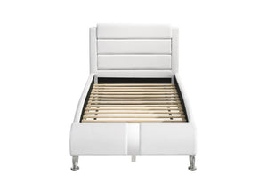 Jeremaine Upholstered Platform Bed (Glossy White)