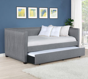 Brodie Upholstered Twin Daybed with Trundle (Grey)