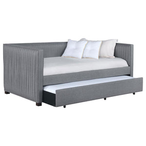 Brodie Upholstered Twin Daybed with Trundle (Grey)