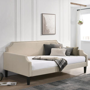 Olivia Upholstered Twin Daybed with Nailhead Trim (Taupe)