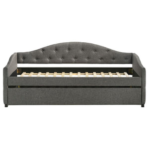 Sadie Upholstered Twin Daybed with Trundle (Grey)