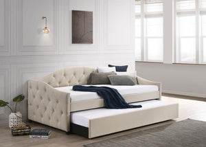 Sadie Upholstered Twin Daybed with Trundle (Taupe)