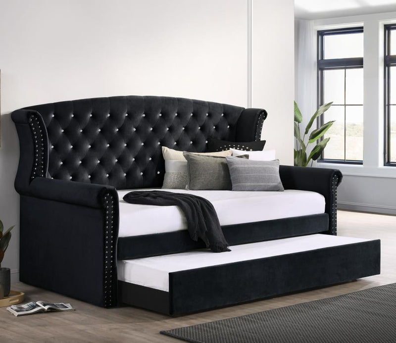 Black twin deals bed with trundle