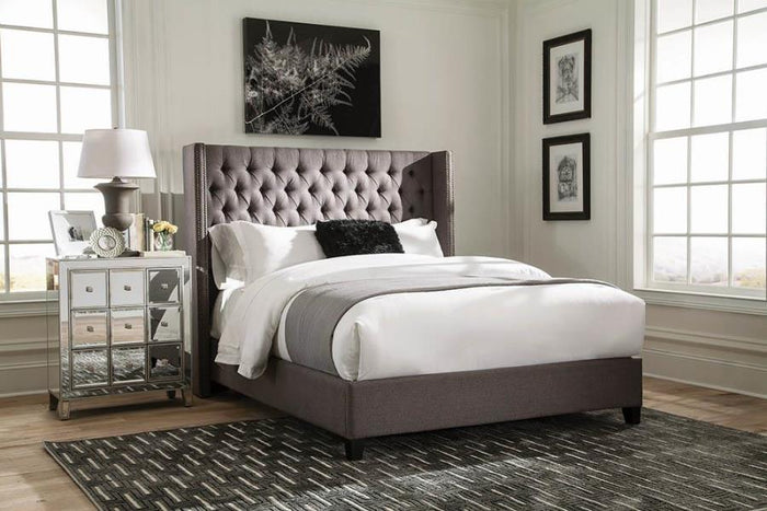 Bancroft Demi-wing Upholstered Bed (Grey)