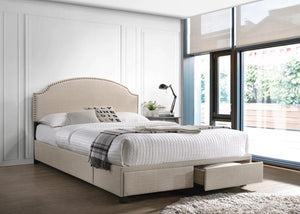 Niland 2-drawer Upholstered Storage Bed (Beige)