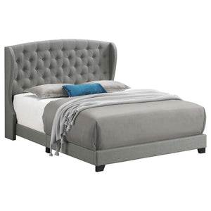 Krome Upholstered Bed with Demi-wing Headboard (Smoke)