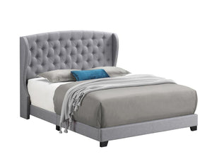 Krome Upholstered Bed with Demi-wing Headboard (Smoke)