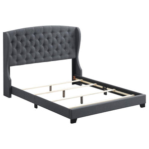 Krome Upholstered Bed with Demi-wing Headboard (Gunmetal)