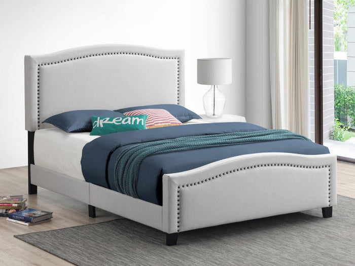 Hamden Upholstered Panel Bed (Beige)
