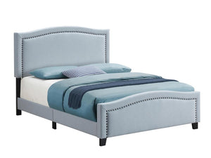 Hamden Upholstered Panel Bed (Delft Blue)