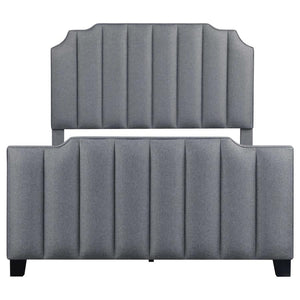 Fiona Upholstered Panel Bed (Light Grey)