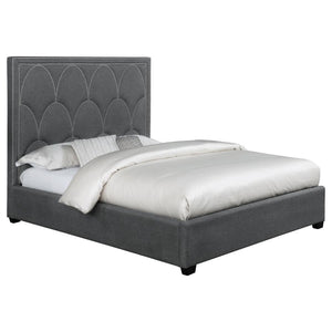 Bowfield Upholstered Bed with Nailhead Trim (Charcoal)