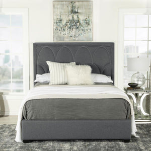 Bowfield Upholstered Bed with Nailhead Trim (Charcoal)