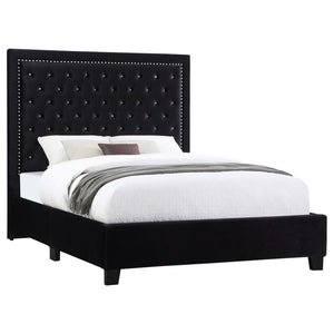 Hailey Upholstered Tufted Platform Bed (Black)
