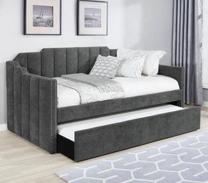Kingston Upholstered Twin Daybed with Trundle (Charcoal)