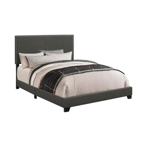 Boyd Upholstered Bed with Nailhead Trim (Charcoal)