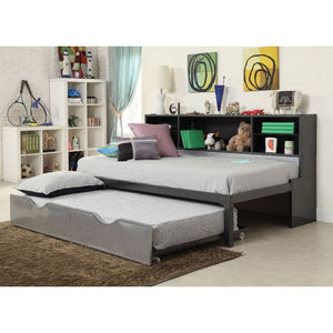 Renell Twin Bed with Trundle (Black/Silver)