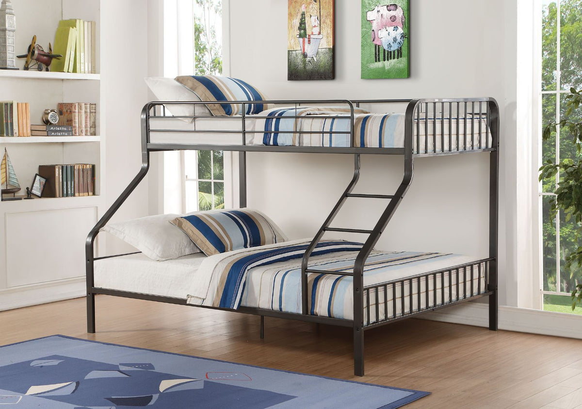 Caius Twin XL/Queen Bunk Bed (Gunmetal) – Fully Furnished