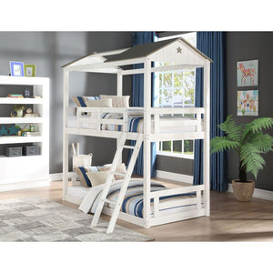 Nadine Cottage Twin Bunk Bed (White/Grey)