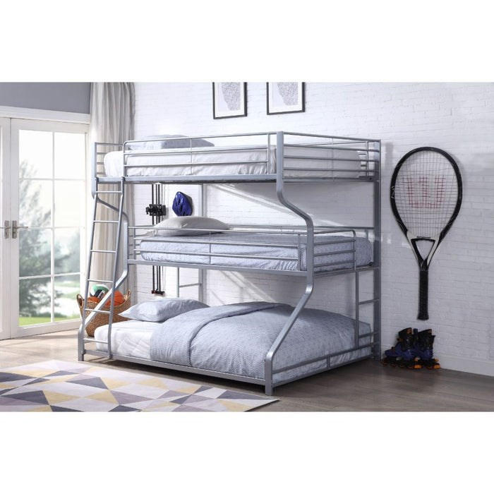 Caius II Triple Full/Twin/Queen Bunk Bed (Silver)