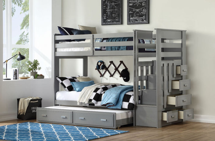 Allentown Twin Bunk Bed & Trundle (Grey)