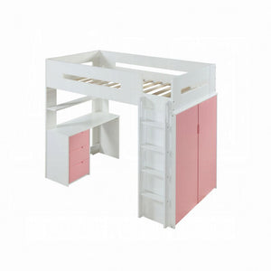 Nerice Twin Loft Bed (White & Pink)