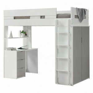 Nerice Twin Loft Bed (Grey + White)
