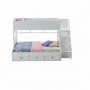 White Meyers Twin/Full Bunk Bed with Storage