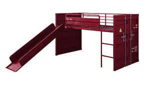Cargo Twin Loft Bed with Slide (Red)
