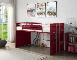 Cargo Twin Loft Bed with Slide (Red)