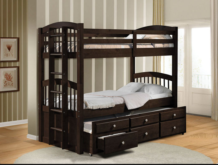 Micah Twin Bunk Bed with Trundle (Espresso)