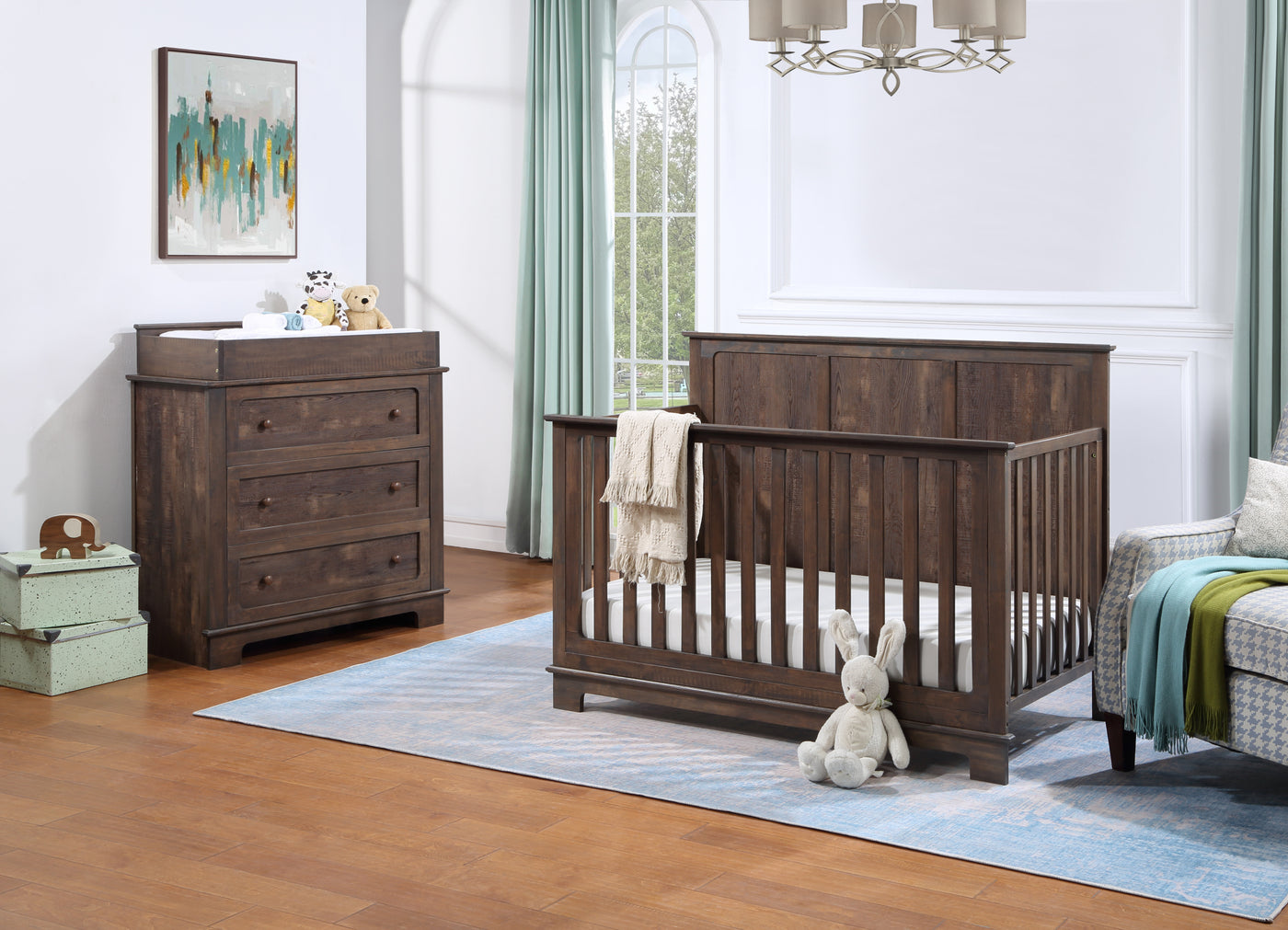 Grayson 4-in-1 Convertible Crib Rustic Barnwood Fully Furnished Grayson 4-in-1 Convertible Crib Rustic Barnwood Fully Furnished