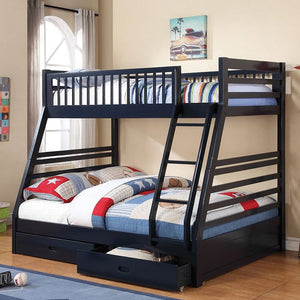 Ashton Twin/ Full Bunk Bed 2 Drawers (Navy Blue)
