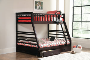 Ashton Twin/ Full Bunk Bed 2 Drawers (Cappuccino)