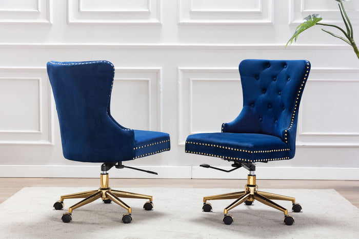 Wendy Tufted Velvet Upholstered Adjustable Chair Gold Base (Navy Blue)