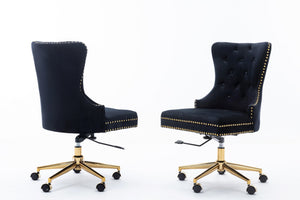 Wendy Tufted Velvet Upholstered Adjustable Chair Gold Base (Black)